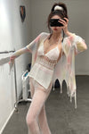 SWAYING/KNIT Beaded Embroidered Bikini Top SW22SST88 Pink/White